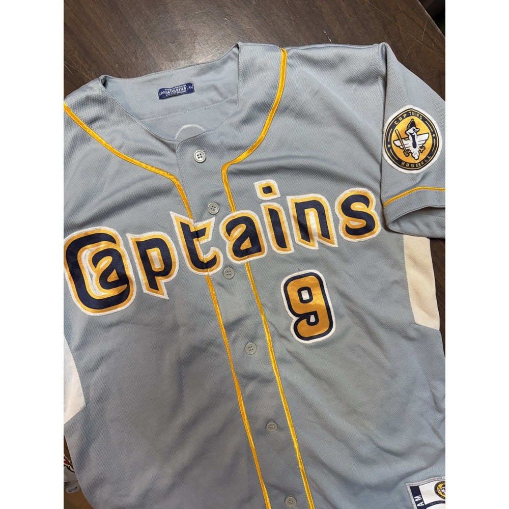 Captains‎ Baseball Jersey AM Gray Garb Athletics Patch Game Used LCBL